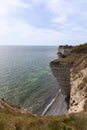 The white chalk cliffs of Stevns Klint, Denmark seen from the top on a nice summer day Royalty Free Stock Photo