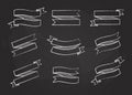 White chalk contour ribbon banner vector set Royalty Free Stock Photo