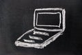 White chalk drawing as notebook shape on black board background Royalty Free Stock Photo