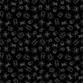 White chalk drawing insects seamless pattern
