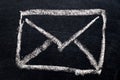 White chalk drawing in mail envelope icon on black board