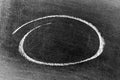 White chalk hand drawing as circle or round shape on blackboard or chalkboard with copy space Royalty Free Stock Photo