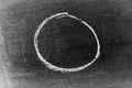 White chalk hand drawing as circle or round shape on blackboard or chalkboard background with copy space Royalty Free Stock Photo