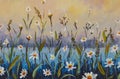 white chamomile of the field Original flower painting landscape wildflower