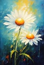 Chamomile Flowers Brush Strokes Painting