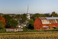 White Chapel, Red Barns and Farm Fields at Sunset - Peacham, Vermont