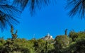 White Chapel of Saint George on Mont Lykabettos with blue sky, Athens