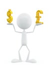 White character with dollar and pound sign Royalty Free Stock Photo