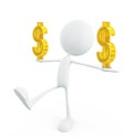 White character with dollar sign Royalty Free Stock Photo