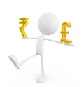 White character with rupee and pound sign Royalty Free Stock Photo