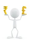 White character with rupee and pound sign Royalty Free Stock Photo