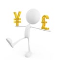 White character with yen and pound sign Royalty Free Stock Photo