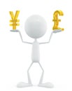 White character with yen and pound sign Royalty Free Stock Photo