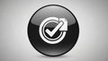 White Check Mark in Circle Icon with Document on Black Sphere Keywords: check mark, tick, circle, document, icon Royalty Free Stock Photo