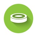 White Checker game chips icon isolated with long shadow. Green circle button. Vector Royalty Free Stock Photo