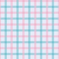 White checkerboard seamless vector background. Blue and pink lines, Gingham vector pattern. Royalty Free Stock Photo