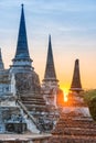 Buddhist temple Wat Phra Si Sanphet in Ayutthaya at sunset time Royalty Free Stock Photo