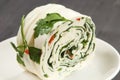 White cheese (brynza) roll with vegetables Royalty Free Stock Photo