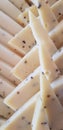 White Cheese with spices and sliced bits close-up Royalty Free Stock Photo