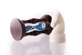 White chess horse with sand-clock Royalty Free Stock Photo