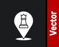 White Chess icon isolated on black background. Business strategy. Game, management, finance. Vector Royalty Free Stock Photo