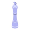 White chess king icon, isometric style