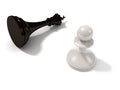 White Chess Pawn and Loser Black King on white Royalty Free Stock Photo