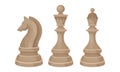 White Chess Piece or Chessman with King and Knight Vector Set