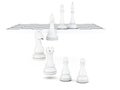 White chess pieces isolated on a white background. 3d rendering Royalty Free Stock Photo