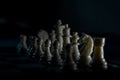 White chess pieces are lined up before the game starts. Royalty Free Stock Photo