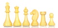 White chess pieces in order of decreasing Royalty Free Stock Photo