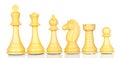 White chess pieces in order of decreasing Royalty Free Stock Photo