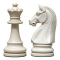 white chess queen and horse isolated png on transparent background Royalty Free Stock Photo