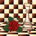 White Chess Queen and red rose Royalty Free Stock Photo