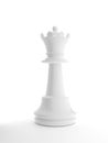 White  Chess Queen On White Background - 3D Illustration Rendering Royalty Free Stock Photo