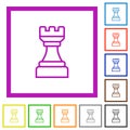 White chess rook flat framed icons Royalty Free Stock Photo