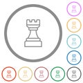 White chess rook flat icons with outlines Royalty Free Stock Photo