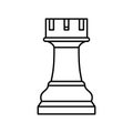 White chess rook piece on white background