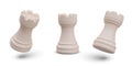 White chess rook in vertical and tilted position. Templates for designing arrangement Royalty Free Stock Photo