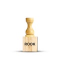 White Chess Rook, on a wooden block. Isolated on a white background. The game. Training. Education. Design Royalty Free Stock Photo