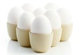 White chicken eggs in eggcups