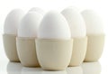 White chicken eggs in eggcups 2 Royalty Free Stock Photo