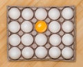 White chicken eggs in the gray carton box Royalty Free Stock Photo