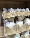 white chicken eggs in a tray closeup Royalty Free Stock Photo