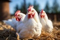 White chickens on a farm Royalty Free Stock Photo