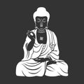 White Chinese buddha, Buddhist Zen Drawing on dark background vector design Royalty Free Stock Photo