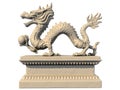 White Chinese dragon statue holding a ball