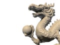 White Chinese dragon statue holding a ball