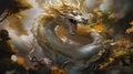 White Chinese fabulous dragon serpent.