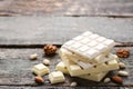 White chocolate bars with nuts Royalty Free Stock Photo